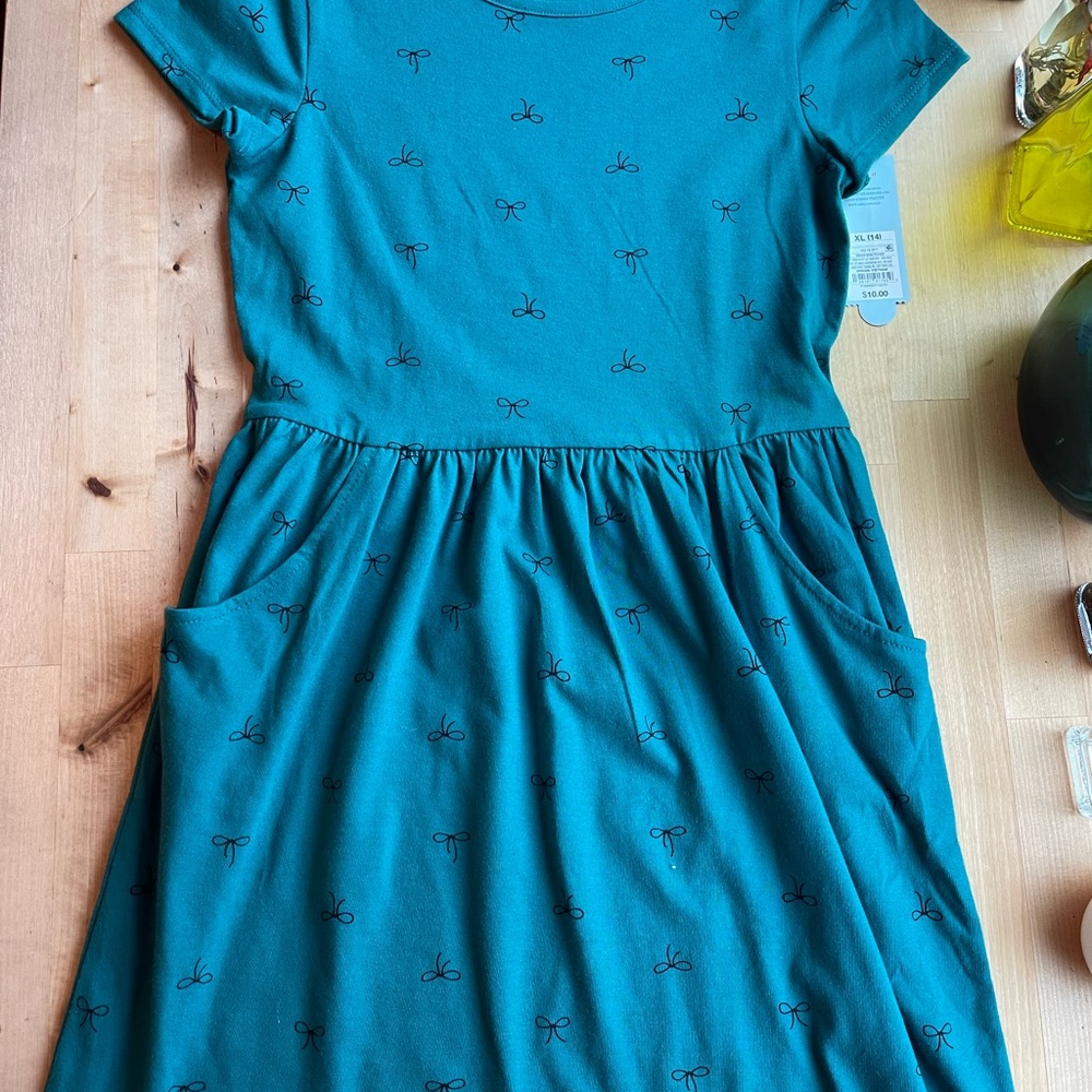 Cat & Jack Teal Dress with Bow Design